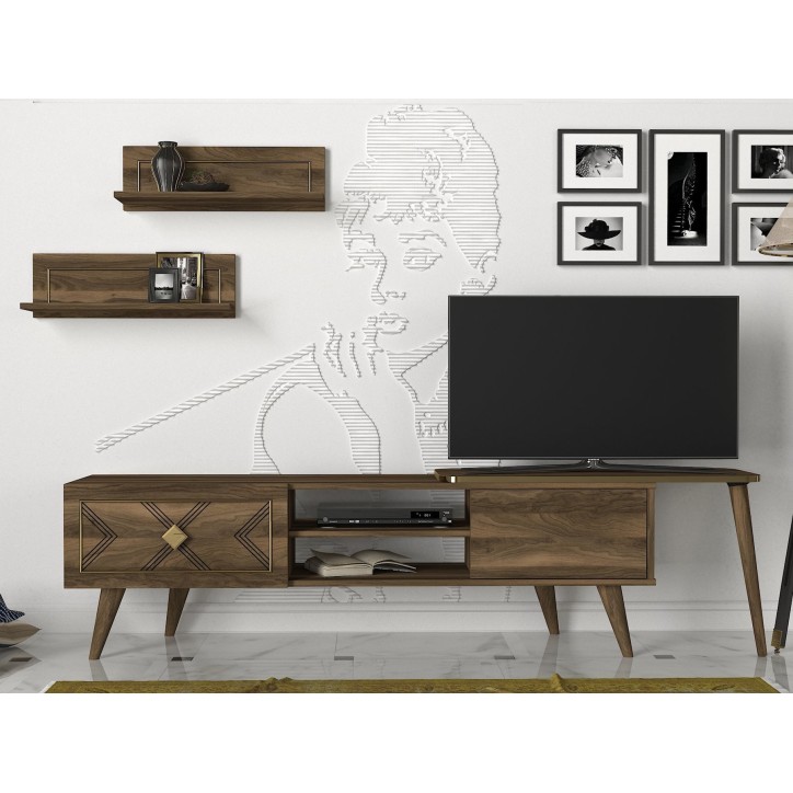 Mueble TV con estante Paros nogal