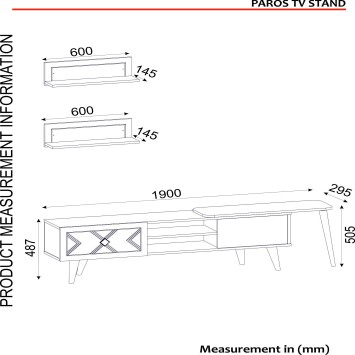 Mueble TV con estante Paros nogal - 804TRH3057