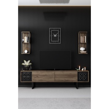 Conjunto de muebles de salón Line Set negro nogal - 618BLY1155