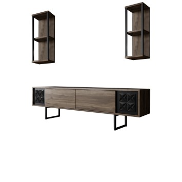 Conjunto de muebles de salón Line Set negro nogal - 618BLY1155