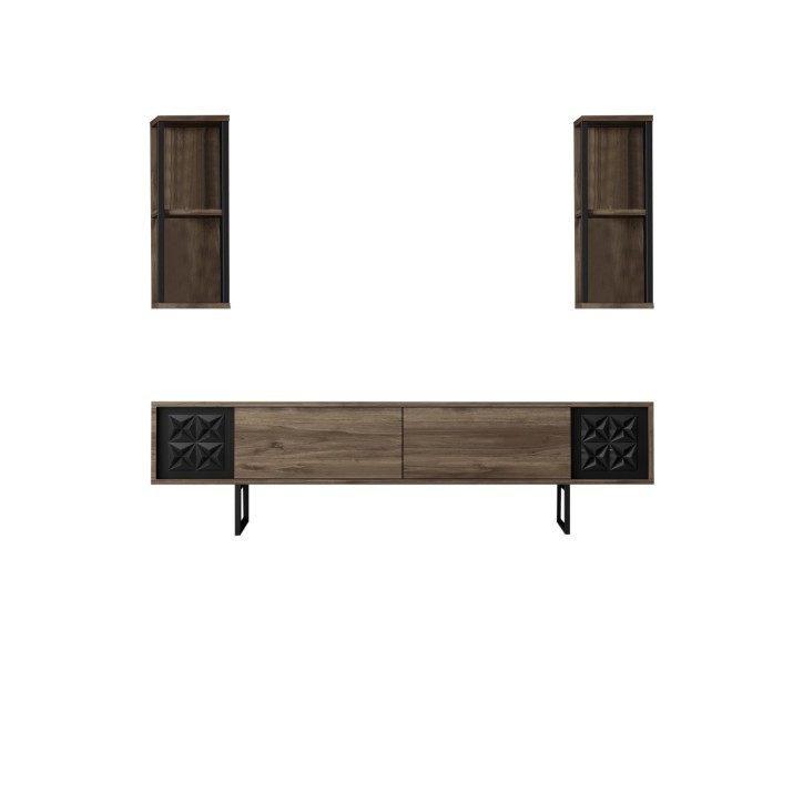 Conjunto de muebles de salón Line Set negro nogal