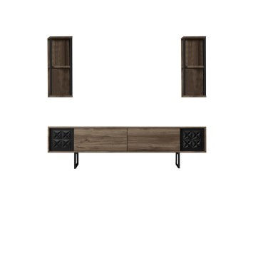 Conjunto de muebles de salón Line Set negro nogal - 618BLY1155