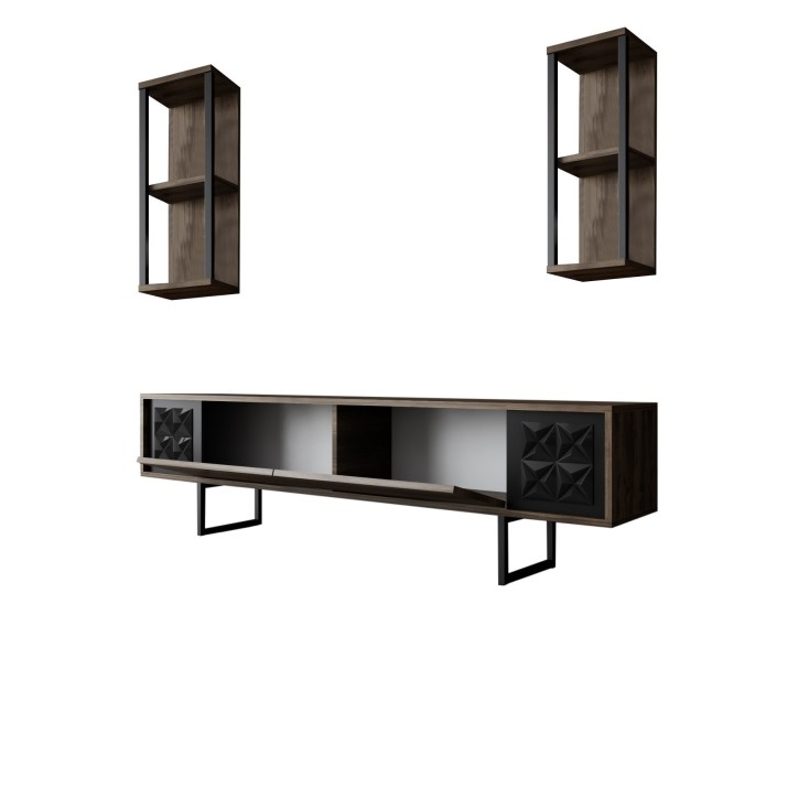 Conjunto de muebles de salón Line Set negro nogal