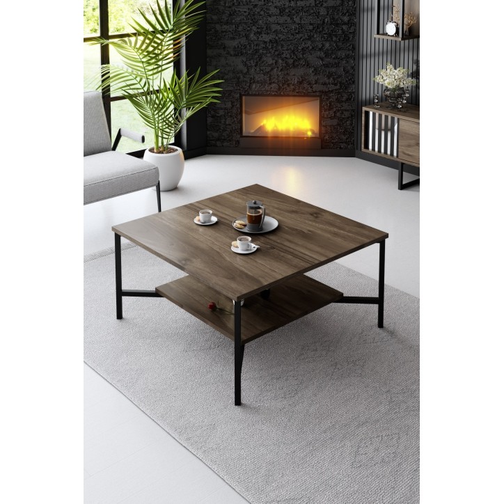 Conjunto de muebles de salón Line Set negro nogal