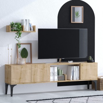 Mueble TV con estante Vesta-DEC0071 zafiro roble negro - 393MRD1266