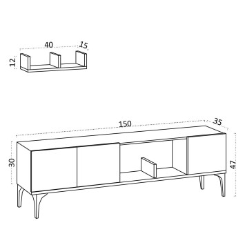 Mueble TV con estante Vesta-DEC0071 zafiro roble negro - 393MRD1266