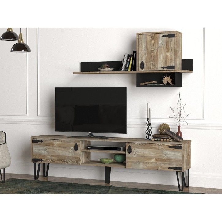 Mueble TV con estante Costa Unit-Patik madera beige