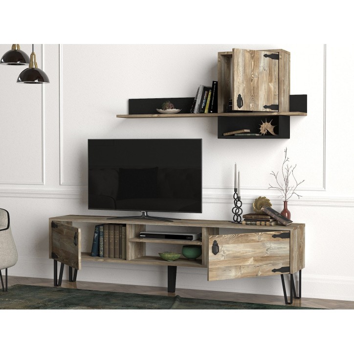 Mueble TV con estante Costa Unit-Patik madera beige