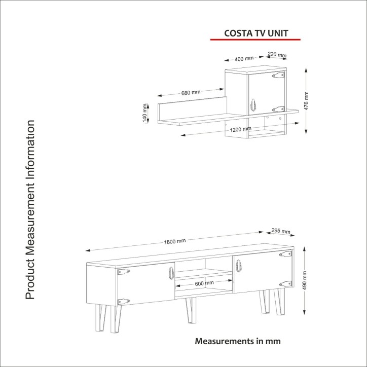 Mueble TV con estante Costa Unit-Patik madera beige