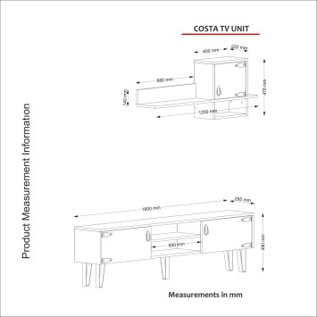 Mueble TV con estante Costa Unit-Patik madera beige - 804TRH3030