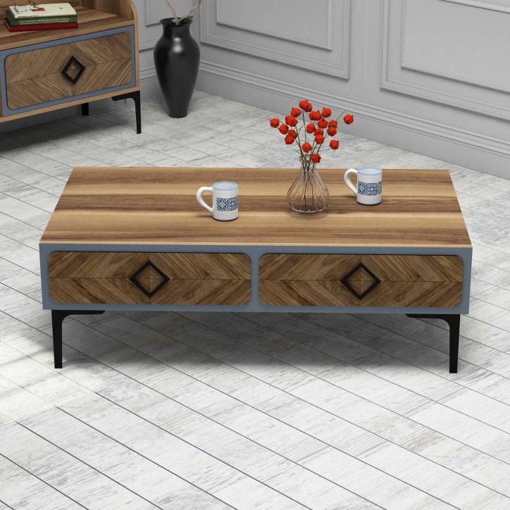 Conjunto de muebles de salón Samba azul nogal