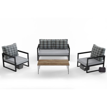 Conjunto de muebles de jardín MTLKNP004 negro multicolor - 203DRG1504