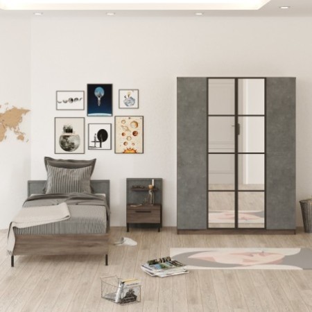 Conjunto de muebles de habitación joven HM14-CG marrón gris