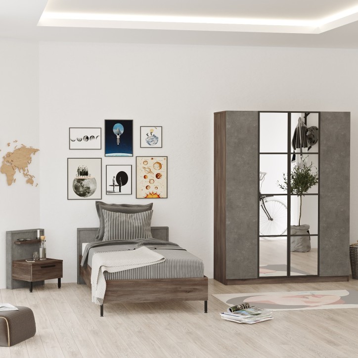 Conjunto de muebles de habitación joven HM14-CG marrón gris