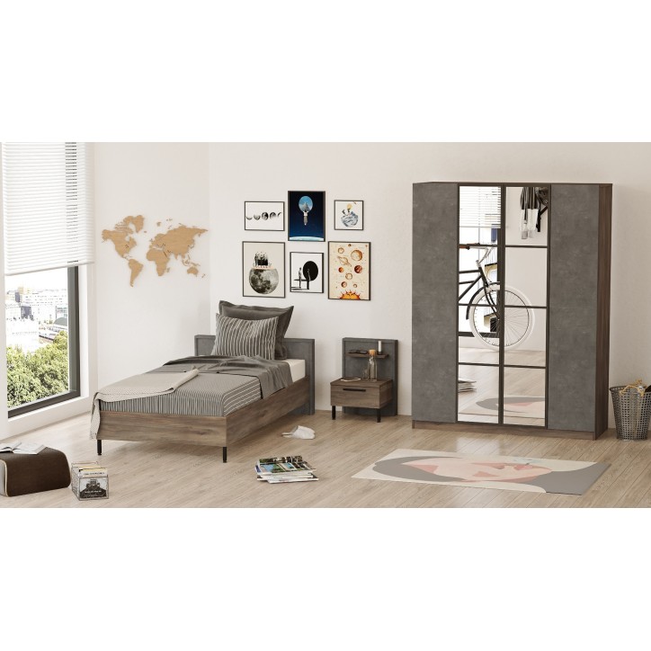 Conjunto de muebles de habitación joven HM14-CG marrón gris