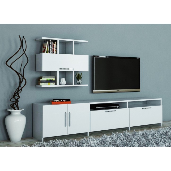 Mueble TV con estante Neva blanco