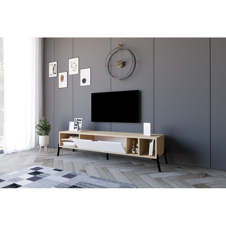 Mueble TV Ponza zafiro roble blanco