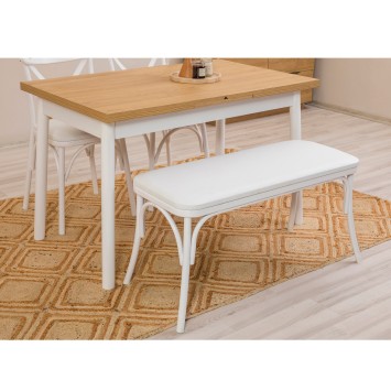 Set mesa comedor extensible y sillas (6 piezas) Oliver blanco - 869VEL8157