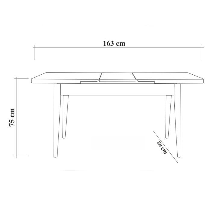 Set mesa comedor extensible y sillas (5 piezas) Vina 0701-4 pino atlántico gris