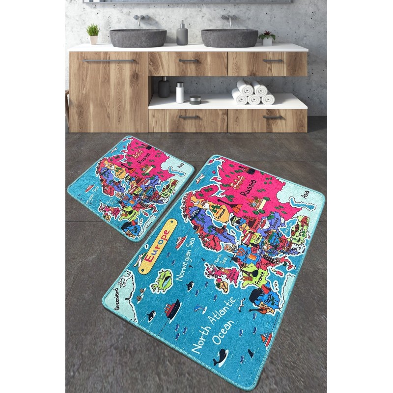 Alfombra de baño Set (2 piezas) Carta multicolor