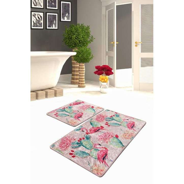 Alfombra de baño Set (2 piezas) Flamenco multicolor