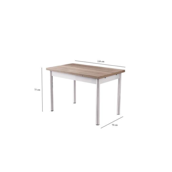 Mesa de comedor extensible Polo-1302 roble blanco