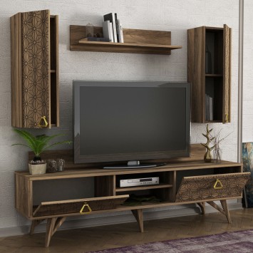 Mueble TV con estante Yakamoz nogal - 804TRH3006