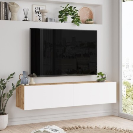 Mueble TV con estante FR10-AW pino atlántico blanco