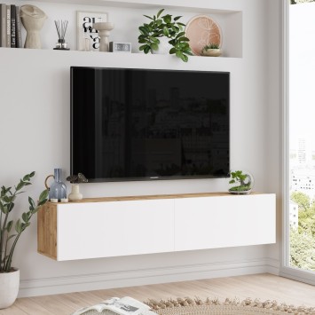 Mueble TV con estante FR10-AW pino atlántico blanco - 956LCS1675