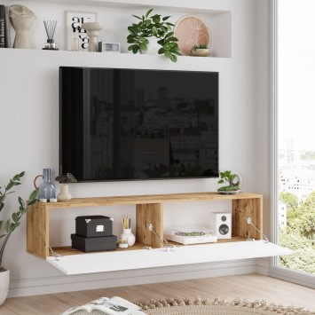 Mueble TV con estante FR10-AW pino atlántico blanco - 956LCS1675