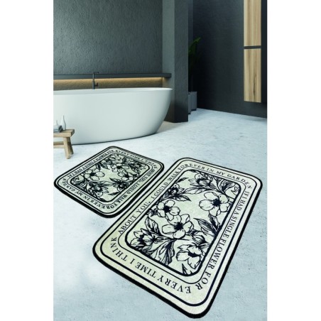 Alfombra de baño Set (2 piezas) Singleflo negro crema