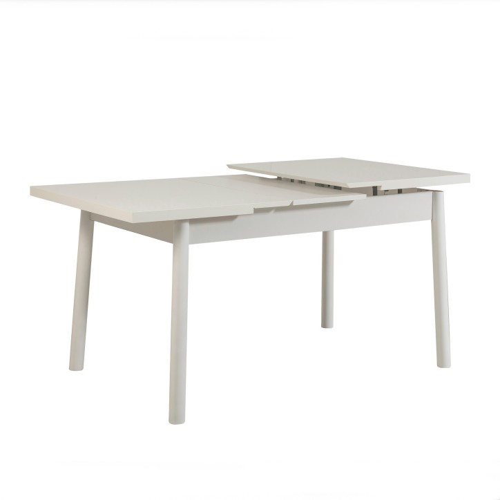 Set mesa comedor extensible y sillas (6 piezas) Santiago piedra blanco