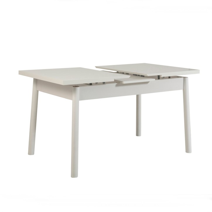 Set mesa comedor extensible y sillas (6 piezas) Santiago piedra blanco