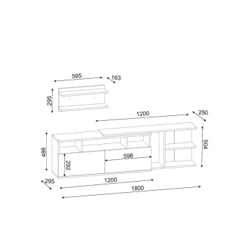 Mueble TV con estante Beste nogal blanco - 756FRN3045