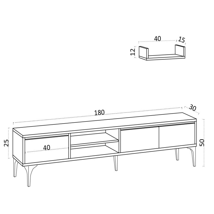 Mueble TV con estante Cordelia-DEC0060 blanco