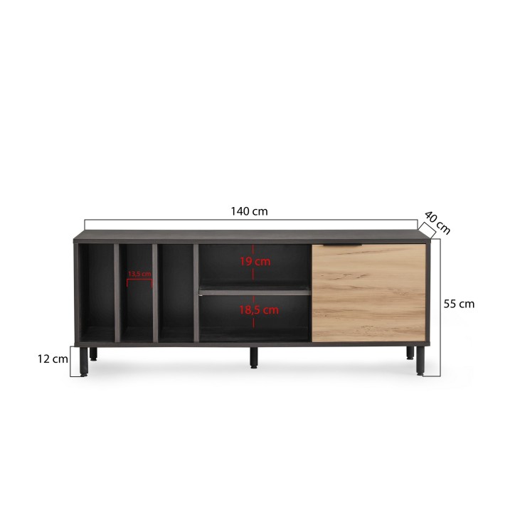 Mueble TV Gordes roble marrón oscuro