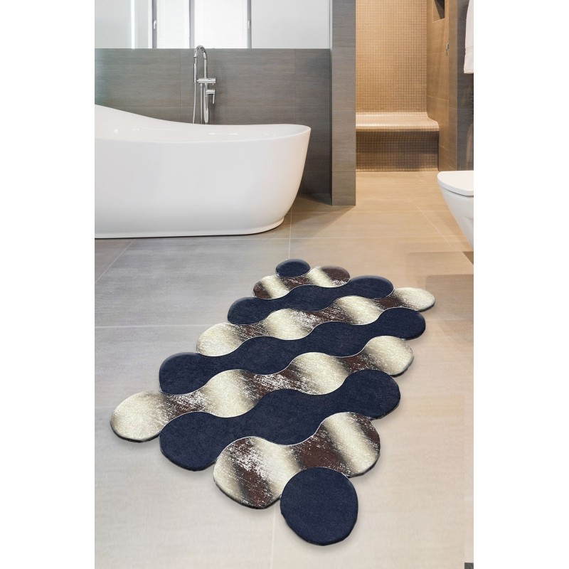 Alfombra de baño Circle  beige oro azul oscuro