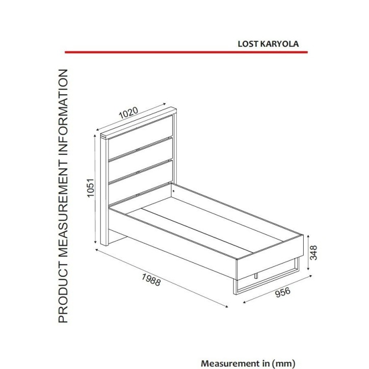 Cama individual Lost nogal