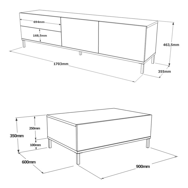 Conjunto de muebles de salón LV35-RL gris negro