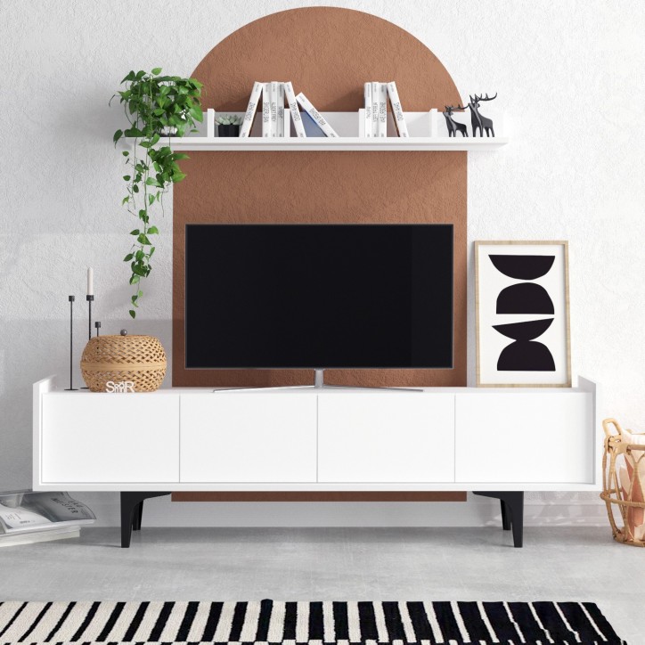 Mueble TV con estante Kastra blanco