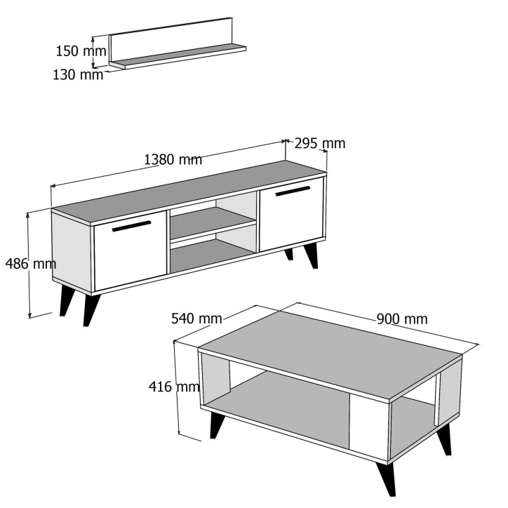 Conjunto de muebles de salón 1116-2022 nogal