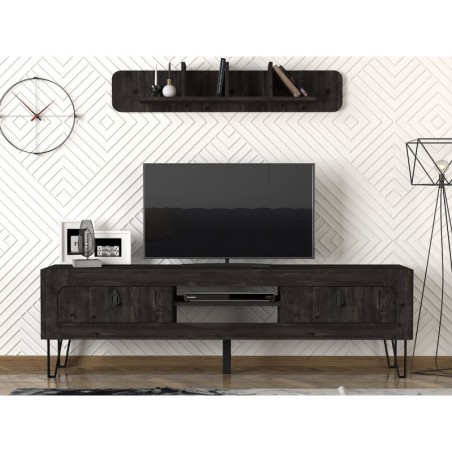 Mueble TV con estante Emerald negro