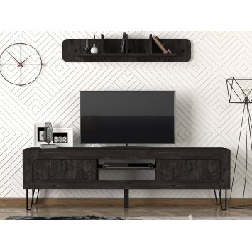 Mueble TV con estante Emerald negro - 804TRH3048