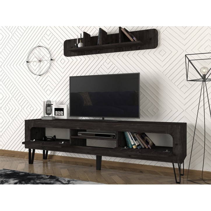 Mueble TV con estante Emerald negro