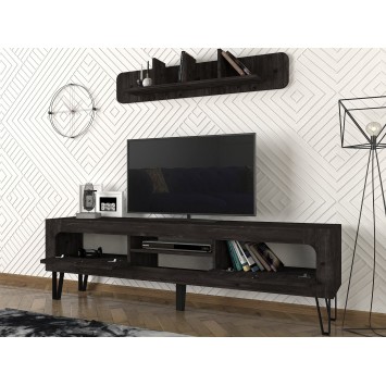 Mueble TV con estante Emerald negro - 804TRH3048