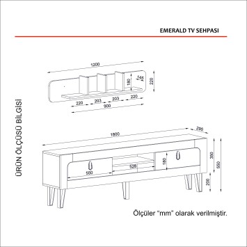 Mueble TV con estante Emerald negro - 804TRH3048