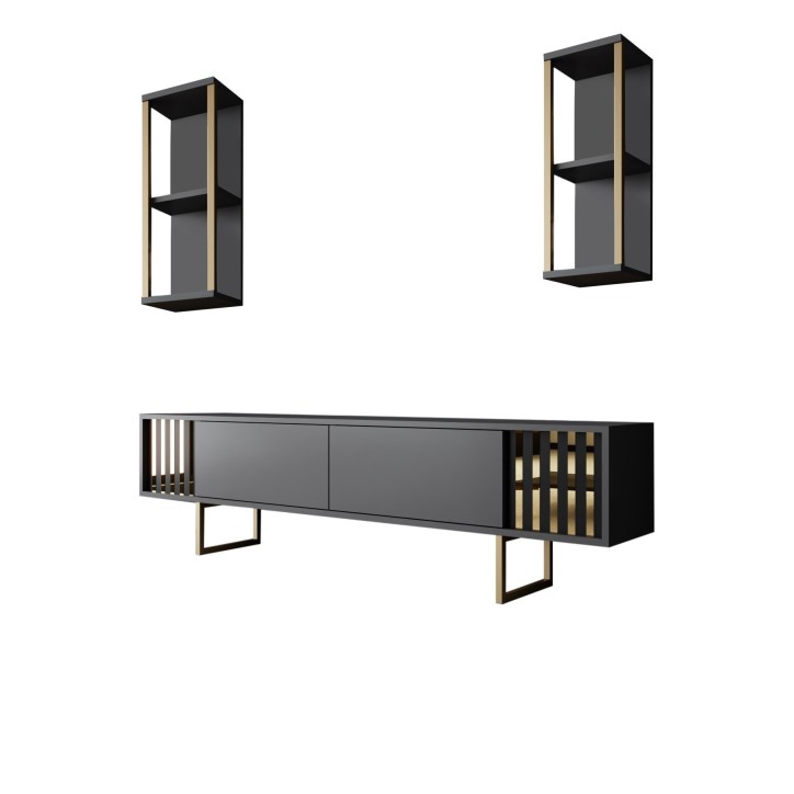 Conjunto de muebles de salón Gold Line dorado antracita