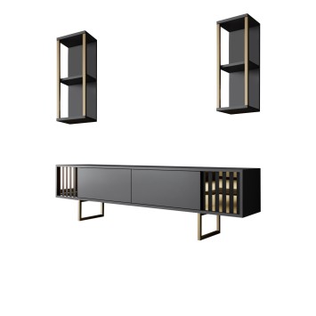 Conjunto de muebles de salón Gold Line dorado antracita - 618BLY1163