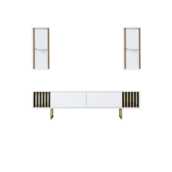 Conjunto de muebles de salón Line dorado blanco