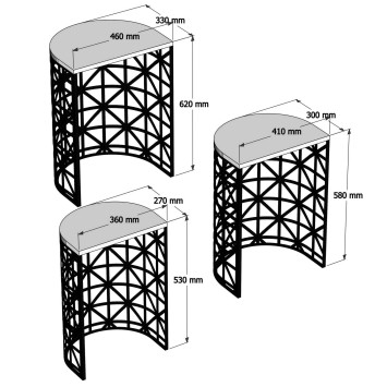 Set mesas de café (3 piezas) Stil blanco - 845HCT2866